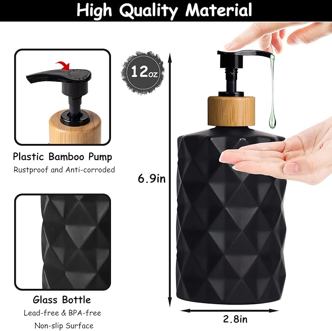 YYTSGG Black Glass Soap Dispenser Set - Image 2
