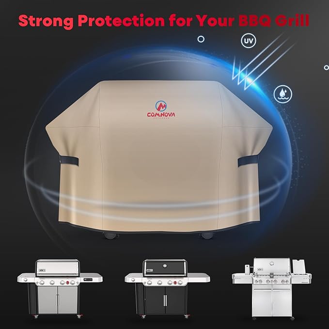 Comnova Grill Cover 75 Inch - 600D BBQ Cover for Outdoor Grill Waterproof & Heavy Duty, Large Barbecue Gas Grill Covers for Weber, Char-Broil, Nexgrill, Monument, Dyna-glo, Brinkmann and More