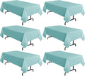sancua 6 Pack Turquoise Tablecloth 60 x 102 Inch, Rectangle Table Cloth for 6 Feet Tables - Stain and Wrinkle Resistant Washable Polyester Table Cover for Dining Tables, Buffet Parties and Camping
