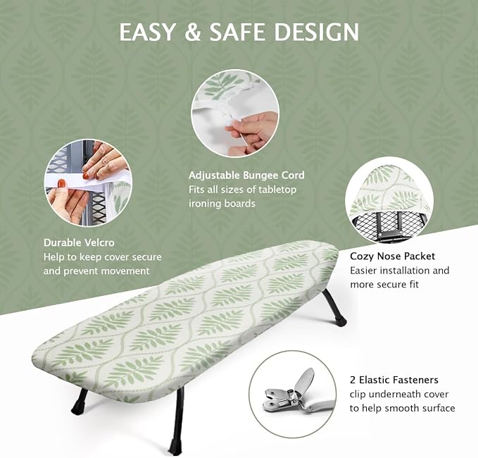 SheeChung 12.5"x32" Small Ironing Board Cover and Pad, Mini Iron Board Cover - Image 4