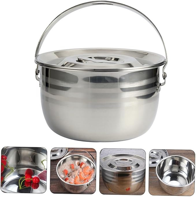 PRETYZOOM Camping Griddle Camping Pot Jacketed Kettle Thicken Child Stainless Steel Thicken Stew Pot Camp Cooking Stainless Steel Cookware