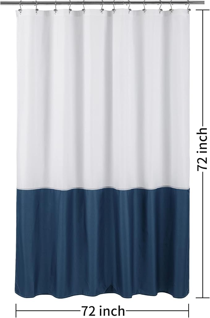 ALYVIA SPRING Waterproof Fabric Shower Curtain or Liner White/Navy - Image 7