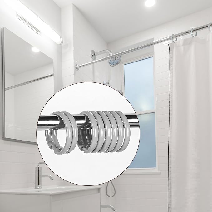 Grey Shower Curtain Hooks Rings, Plastic Shower Curtain Hooks - Image 6