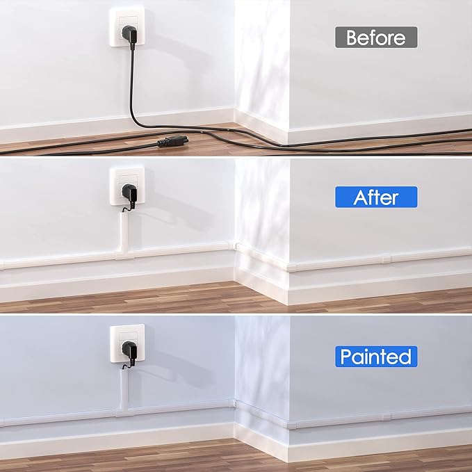Yecaye 125In Cord Covers for Wall Mounted TV, W0.98in H0.51in, Cable Management - Image 5