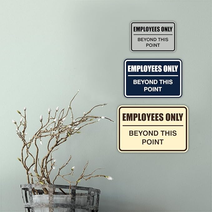 All Quality Classic Framed Employees Only Beyond This Point Wall or Door Sign | Easy to Install Business Signage - Small (Green) 1 Pack