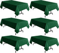 sancua 6 Pack Hunter Green Tablecloth 60 x 102 Inch, Rectangle 6 Feet Table Cloth - Stain and Wrinkle Resistant Washable Polyester Table Cover for Dining Tables, Buffet Parties and Camping