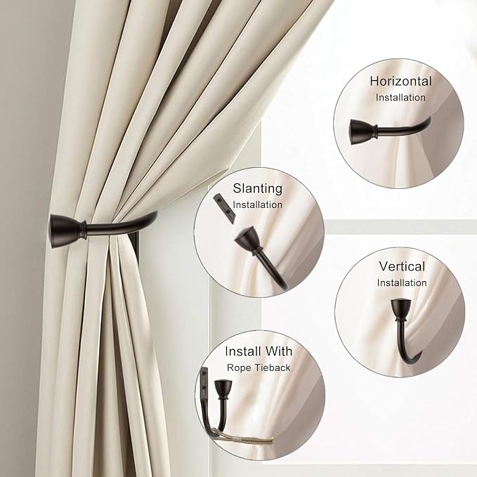 Farmhouse Curtain Holdbacks 2 Pack, Metal Curtain Side Holders - Image 4