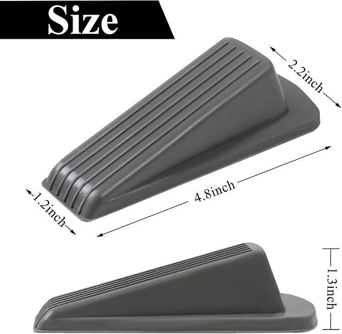 4 Pack Door Stoppers for Bottom of Door, Rubber Door Stopper Wedge, Sturdy - Image 2