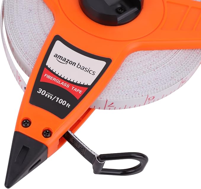 Amazon Basics Open Reel Fiberglass Measuring Tape, Shock-Absorbing Handle - Image 2