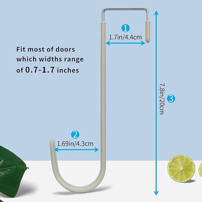 FYY Over the Door Hooks, Single-Hanger 4 Pack, Fits Doors 1.6" Grey | Heavy - Image 2