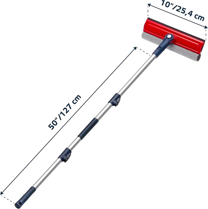 Professional Window Squeegee | 2-in-1 Window Cleaner Sponge and 10" Soft Rubber - Image 3
