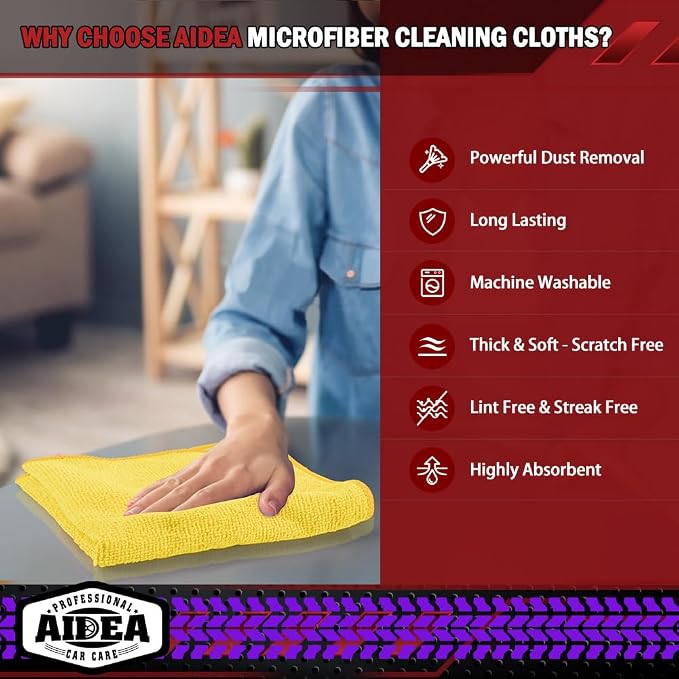 AIDEA Microfiber Cleaning Cloth-20PK, Microfiber Towels - Image 3