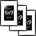 Homeforia 6x9 Picture Frame Black, High End Metal 6 x 9 Black Frames with Mat 4 x 6 for Art, 9x6 Desk Frame Matted to 4x6 inch Photo, 6 by 9 Wall or Tabletop Frames, Tempered Glass, Wall Kit, Set of 3