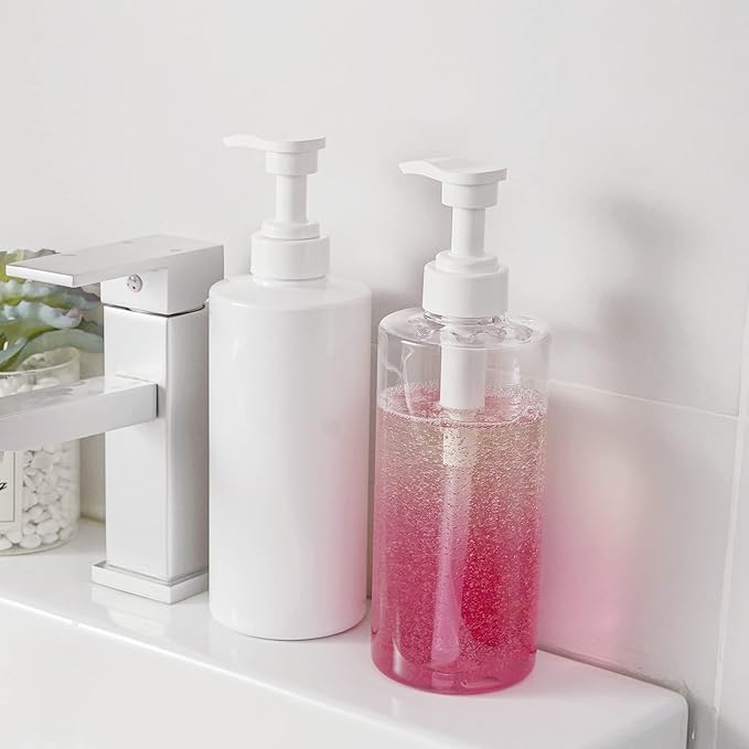 Refillable Lotion Soap Dispenser Plastic Pump Bottle 20oz Clear 2 Pack | - Image 2