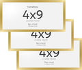 Homeforia 4x9 Business License Frame Gold, High End Metal 4 x 9 Gold Certificate Frame with Real Glass, 9x4 Document Frames for Wall or Tabletop, 4by9 Picture Frame, Tempered Glass, Wall Kit, Set of 3