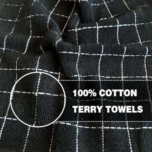 QUILTINA Kitchen Towels 6 Pack, 12 x 12 Inches, 100% Cotton Checkered Designed - Image 4