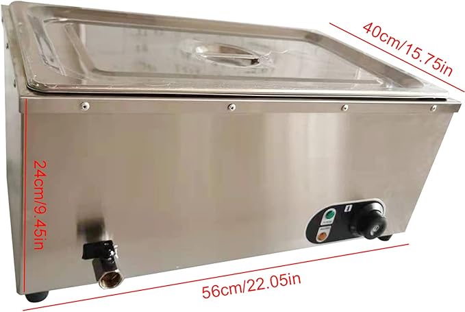 Commercial Electric Steam Table, 1200W 26Qt Full-Size Countertop Bain Marie Buffet Food Warmer, Electric Buffet Warmer Server for Parties, Restaurants, Caterings, 86℉-230℉ Temp Control