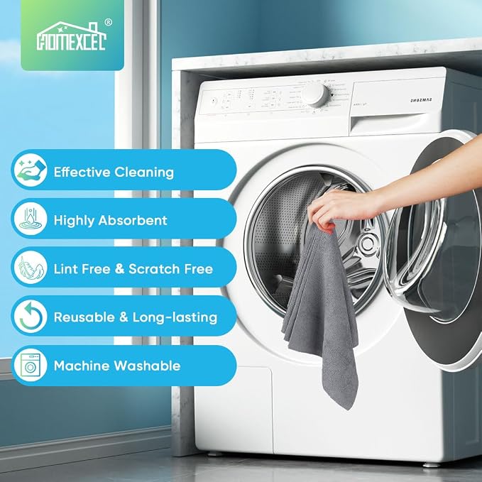 HOMEXCEL Microfiber Cleaning Cloth 100PK, Towels - Image 7