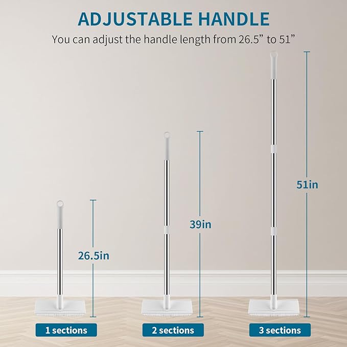 Floor Scrub Brush with 51-Inch Long Handle, 2 in 1 Floor Scrubber | 360° - Image 2