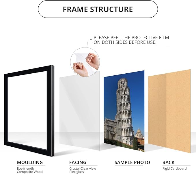 wallsthatspeak 10x12 Black Picture Frame for Puzzles Posters Photos or Artwork