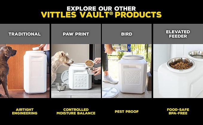 Vittles Vault Traditional Dog and Cat Food Container + Scoop, 60lbs | BPA Free - Image 14