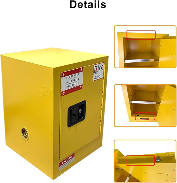 Koxuyim Flammable Industry Safety Cabinet -17" x 18" x 22", Explosion Proof Storage Cabinet with Adjustable Shelf, for Commercial Industrial and Home Use