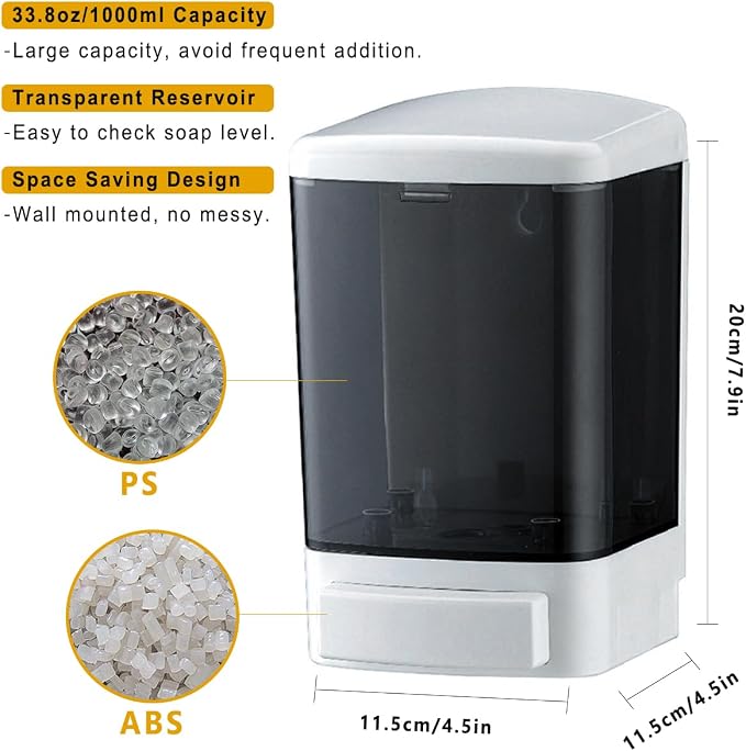 Manual Soap Dispenser Wall Mounted, Bathroom Kitchen Commercial | Leak-proof - Image 2