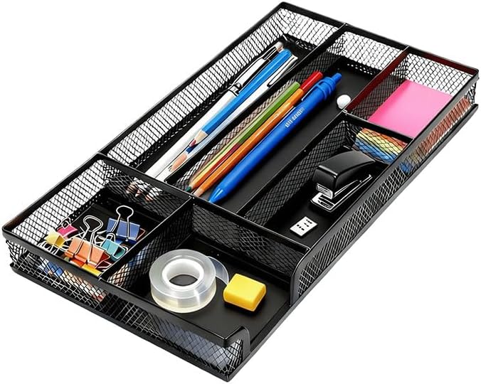 Desk Drawer Organizer, Small Metal Mesh Desk Organizer Tray | Pen Pencil Drawer by Unknown