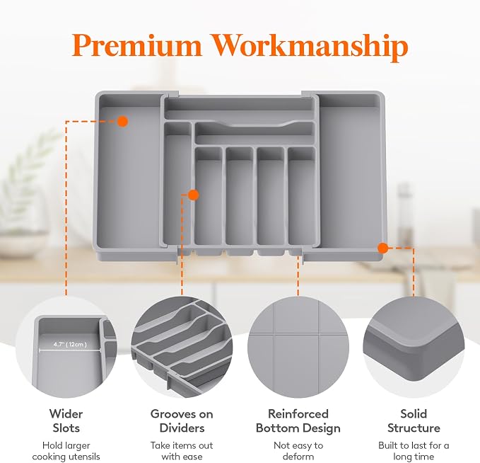 Lifewit Expandable Silverware Drawer Organizer, Kitchen Utensil Tray | BPA-free - Image 6