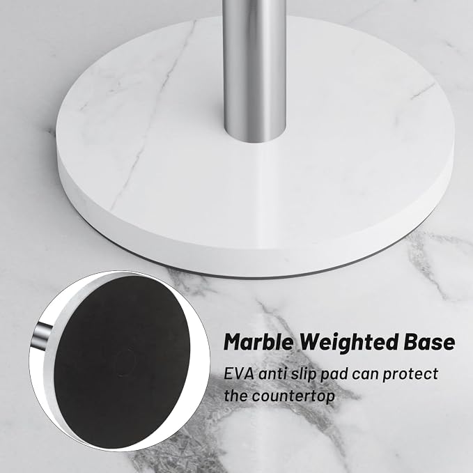 VEHHE Marble Paper Towel Holder, Weighted Base & EVA Non-Slip Pad - Image 3