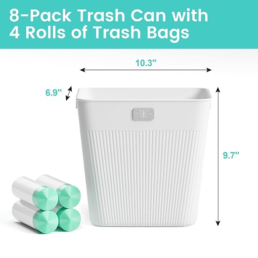 JOYMOOP Slim Trash Can 8-Pack, 2.2 Gallon Plastic Wastebasket - Image 9