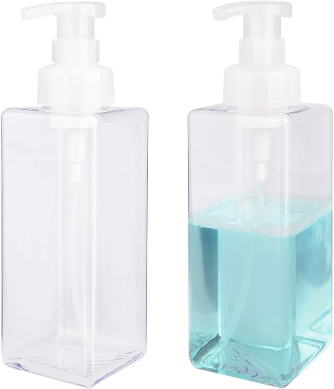 Foaming Soap Dispenser, 22oz Plastic Refillable Pump Bottle, 2 Pack, Shampoo & by UUJOLY