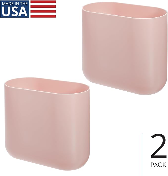 iDesign Small Slim Plastic Bathroom Trash Can - Image 2