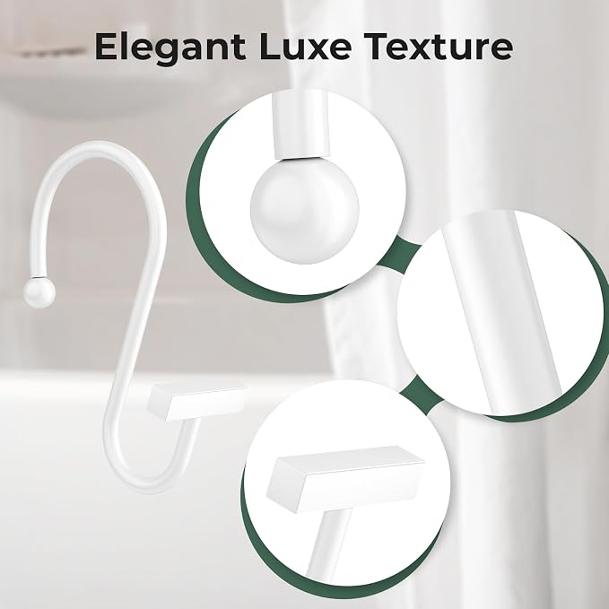 Bathway Shower Curtain Hooks, Shower Curtain Rings Rust Proof, T-Bar Design - Image 3