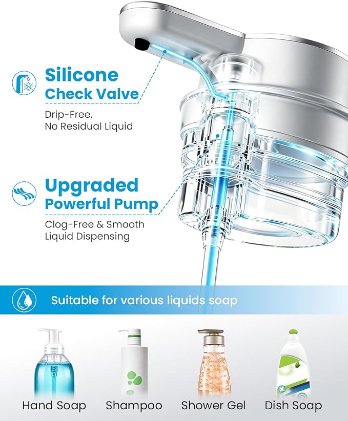 Touchless Automatic Liquid Soap Dispenser, Rechargeable Silver | 410 mL - Image 4