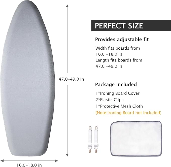 SheeChung Ironing Board Cover and Pad 18"x49", Extra Wide Ironing Board - Image 2