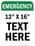 Custom Emergency Sign, OSHA Sign, 12x16 Inches, Post Holes, Rust Free .040 Aluminum, Fade Resistant, Indoor/Outdoor Use, Made in USA by My Sign Center
