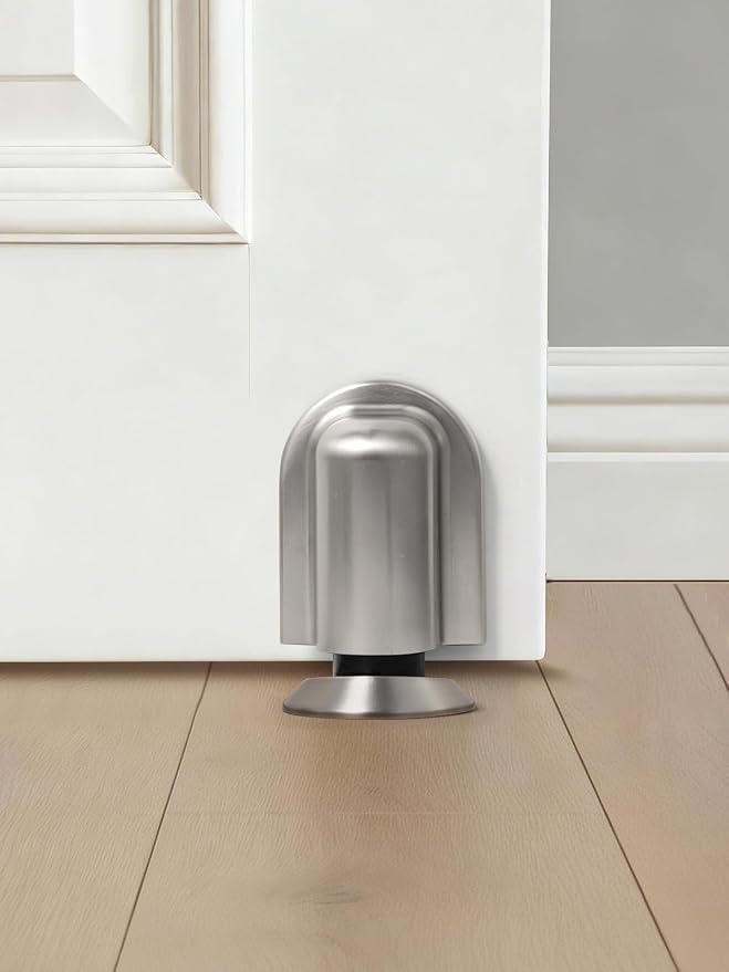 4 Pack Nickel Door Stopper Magnetic Door Cathc Brushed Nickel Floor Mounted - Image 3