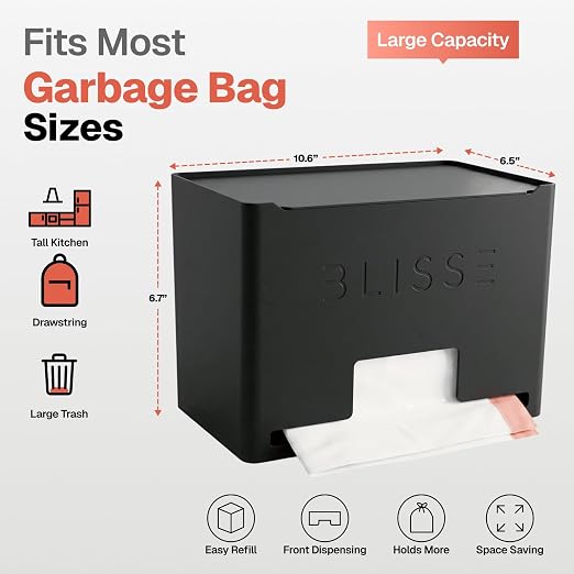 Blisse Trash Bag Holder Dispenser, Heavy-Duty Steel, Under Sink Kitchen Storage - Image 2