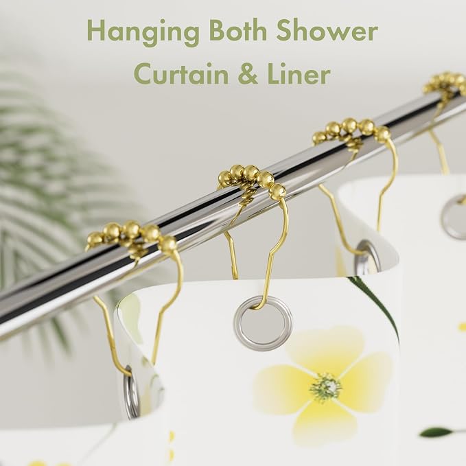 Gold Shower Curtain Hooks, Amazer Shower Curtain Rings Hooks, Rust Proof Shower - Image 2