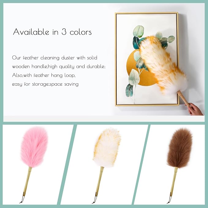 Lambswool Duster 16'' Length Solid Wooden Handle Leather Hang Strap - Image 6