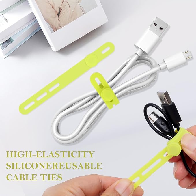 Donruby 30Pcs Silicone Cable Ties, Reusable Cord Organizer Straps, 4.7" - Image 3