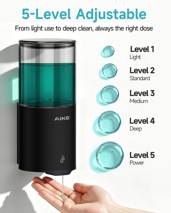 AIKE Automatic Soap Dispenser IPX7 Waterproof 13.5oz Matte Black | No-Drill and - Image 3