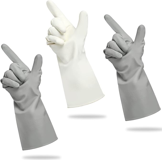 Cleanbear Reusable Dish Washing Rubber Glove Set of 3, Household Cleaning Gloves - Image 6