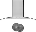 Hauslane Wall Mount Range Hood 30 Inch | European Canopy Design with Tempered Glass & Stainless Steel | 3-Speed, Dishwasher-Safe Filters | Ducted or Ductless with Charcoal Filters,WM-600