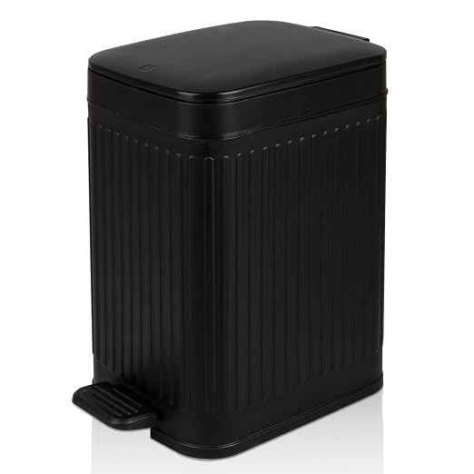 Small Bathroom Trash Can with Lid, 1.9 Gallon Slim Soft Close Step, Kitchen & by rejomiik