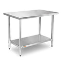 Stainless Steel Table for Prep & Work 24 x 36 inches,3ft,Heavy Duty Metal Table with Adjustable Undershelf for Commercial Kitchen, Restaurant, Home, Hotel, Laundry Room,Garage, Workshops