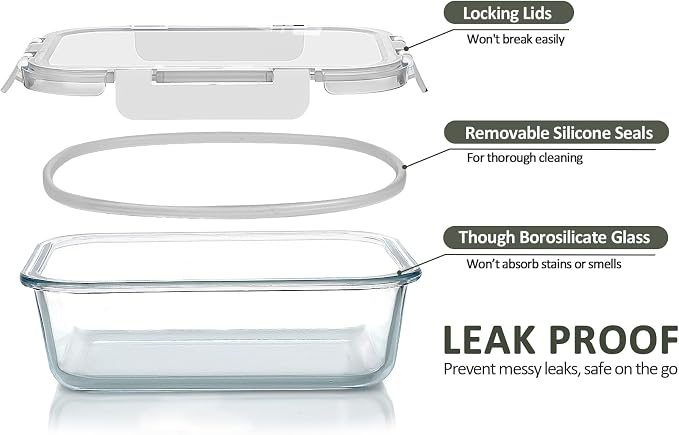 M MCIRCO 10 Pack, 22 oz Glass Food Storage Containers - Image 3