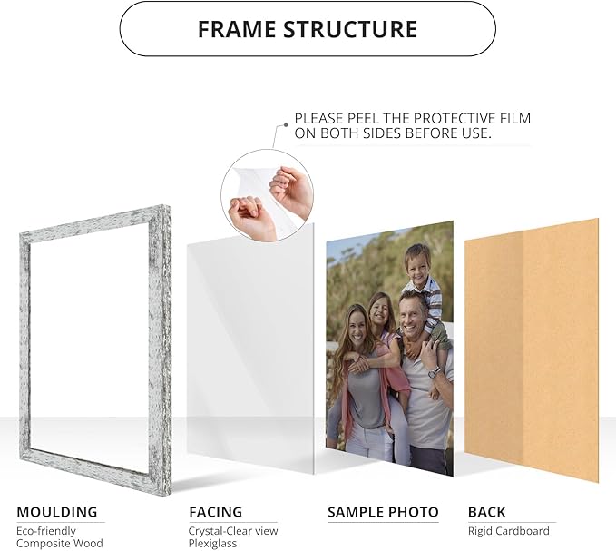 wallsthatspeak 8.5x11 White American Barn Picture Frame for Puzzles Posters Photos or Artwork