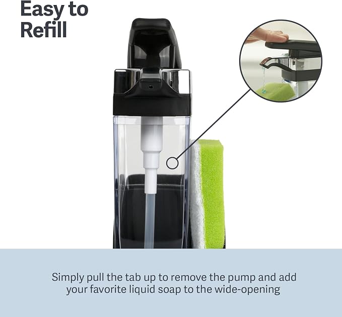 Casabella Sink Sider Solo Kitchen Soap Pump and Sponge Caddy, One-Hand Soap - Image 5